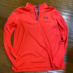 Under Armour Heatgear Neon Orange Youth Large Quarter-Zip Pullover